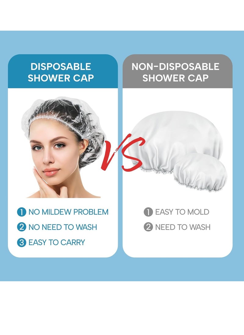 YIZIJIZI 30PCS Disposable Shower Caps, Large Thick Clear Waterproof Shower Cap for Women, large Size 20.5