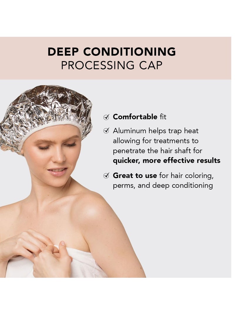 Kitsch Aluminum Foil Hair Heat Cap for Deep Conditioning - Reusable Heating Cap for Deep Conditioner, Tin Foil Hat & Deep Conditioning Heat Cap for Hair Treatments, Processing Cap for Hair, Foil Cap