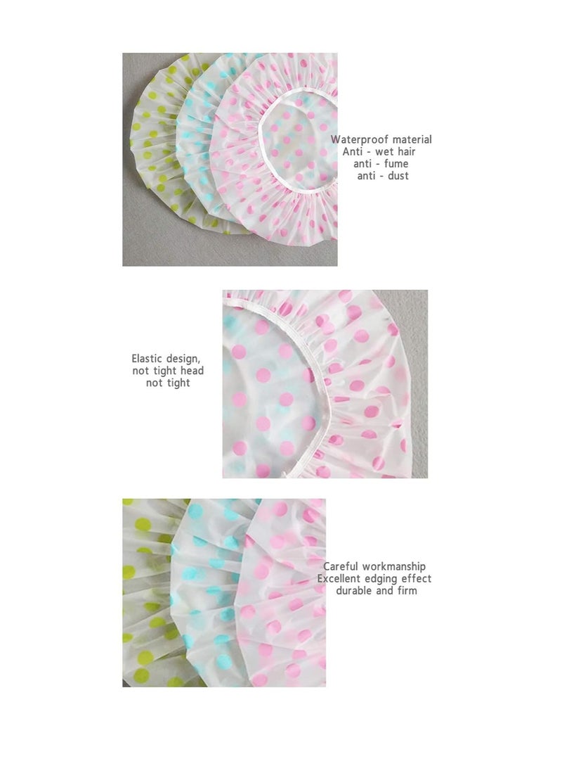 TCOTBE 6 Pieces Waterproof EVA Plastic Shower Cap,Elastic Reusable Bathing Cap,Beauty Salon Spa Lace Elastic Band Flower Printed Hat Environmental Protection Hair Bath Caps
