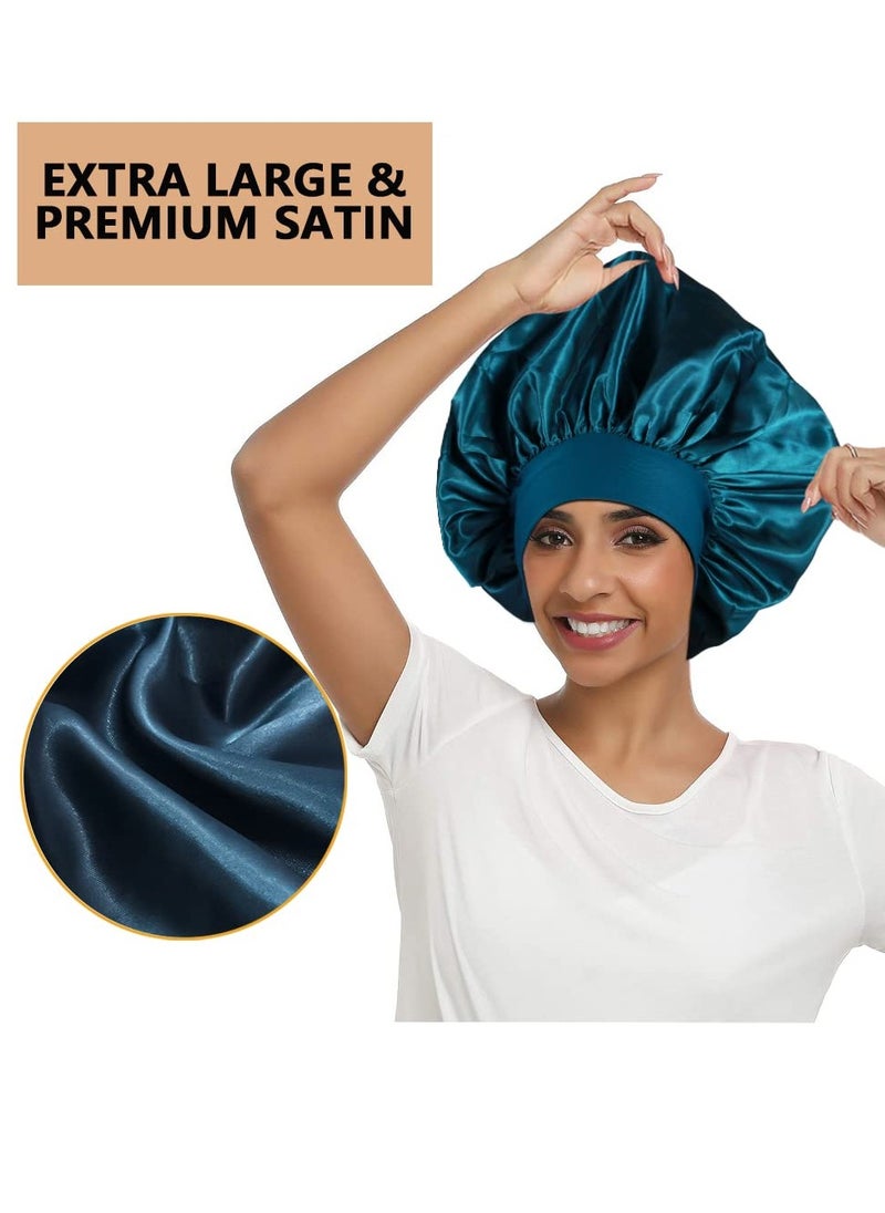 3PCS Extra Large Satin Bonnets for Sleeping, Hair Bonnets for Black Women Braids Curly Hair, B
