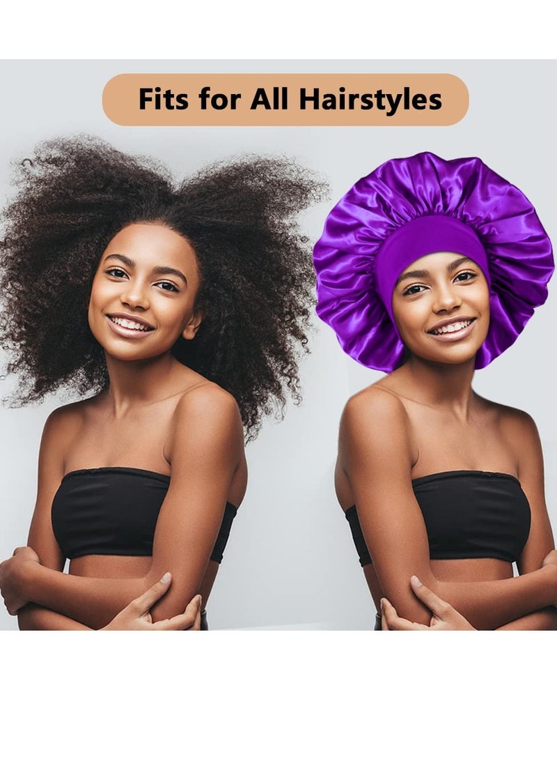 3PCS Extra Large Satin Bonnets for Sleeping, Hair Bonnets for Black Women Braids Curly Hair, B