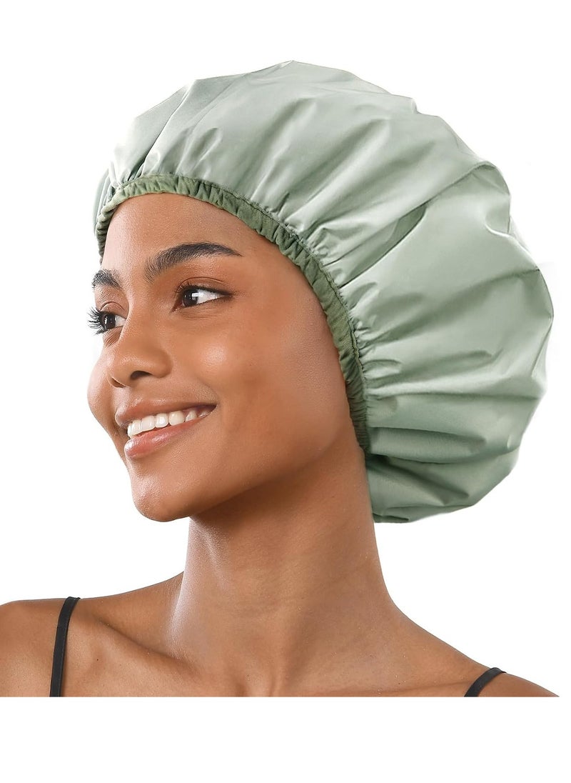 YANIBEST Waterproof Shower Cap for Women, Reusable Double Layer Shower Cap, Non-Slip Shower Cap for Most Hair Types, One Size