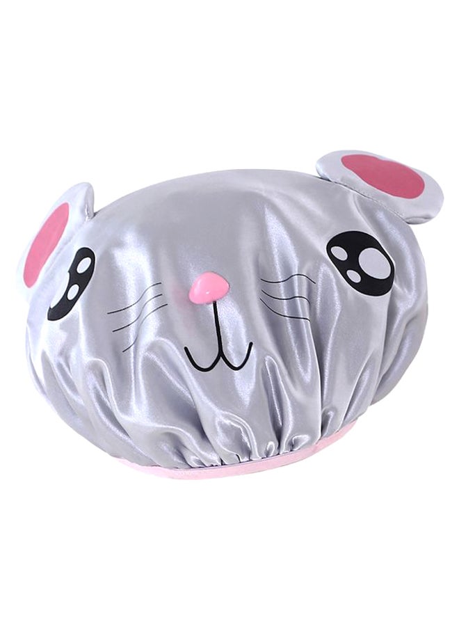 Cat Shape Double Layered Waterproof Shower Cap Grey/Pink