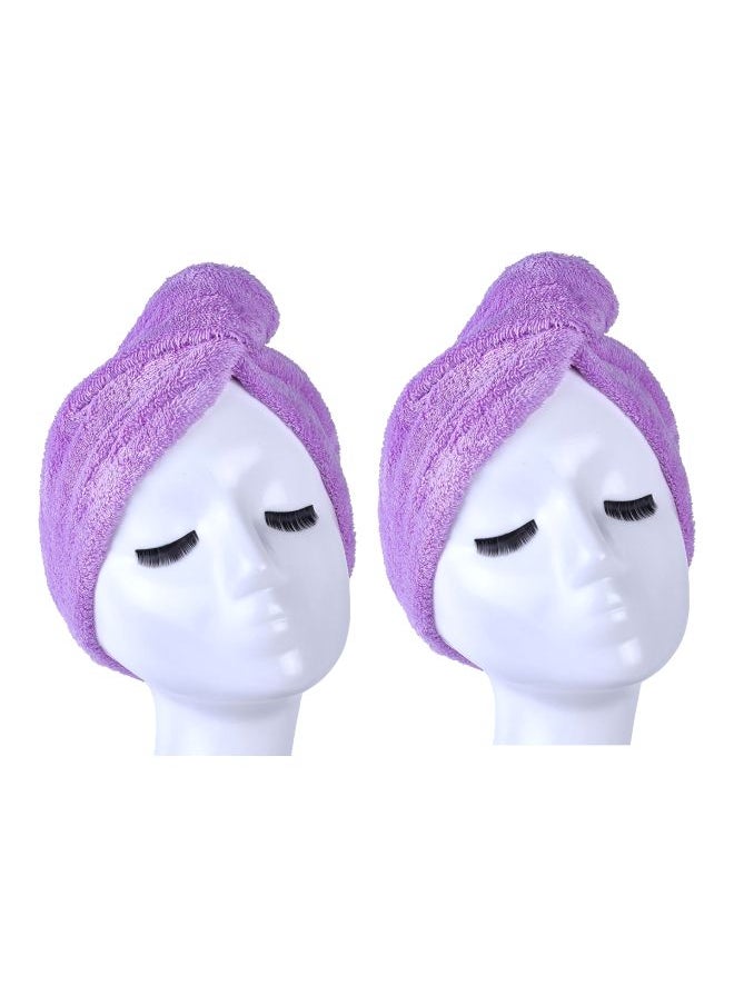 2-Piece Shower Cap Set Purple 65x25cm