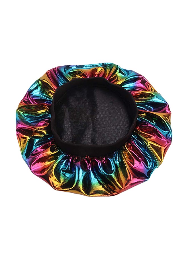 Holographic Satin Wide Band Shower Cap Multicolour