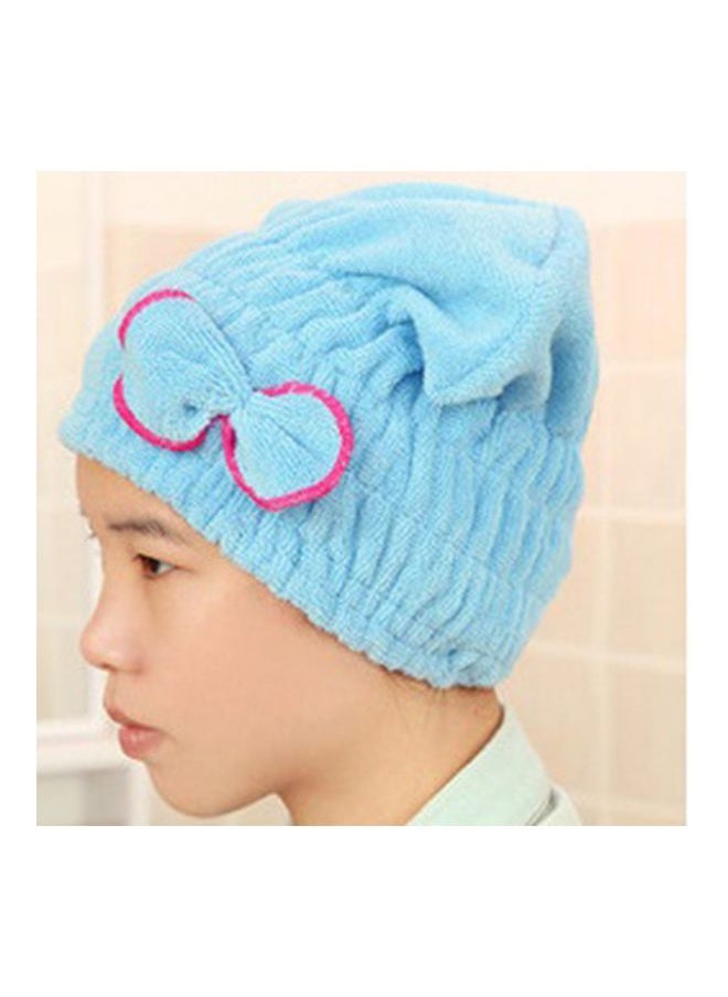 Bow Shower Cap Wrapped Towels Blue 23cm