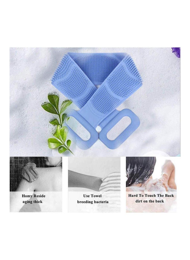 2 Pack Silicone Back Scrubber For Shower, Extended Bath Body Brush 80Cm Exfoliating Back Scrubber Blue