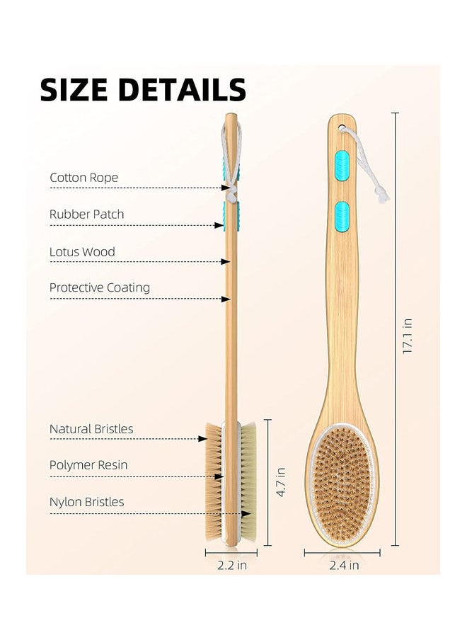 Double-Sided Shower Brush Beige 17.1x2.4inch