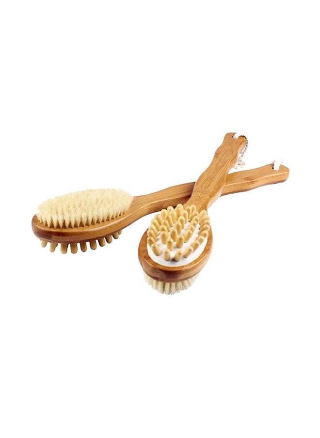 2-Piece Double-Sided Body Brush Set Brown/Beige 40x7.5x5.5centimeter