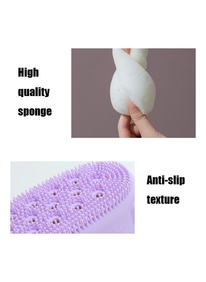 3 Pieces Silicone Towel Children Sponge Bath Brush Purple 15x18x10cm