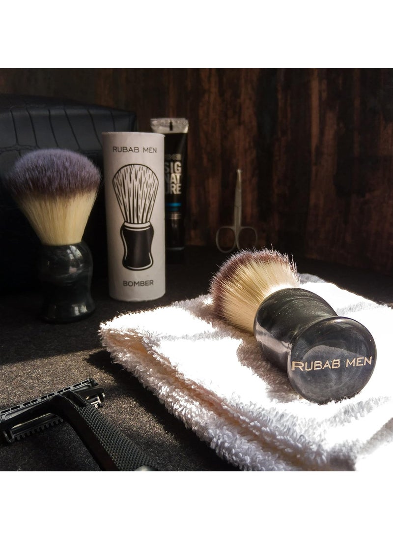 Luxuriously Soft Shaving Brush for Men |Bomber Edition| Premium Cruelty-Free Bristles and Stylish Grey Bomber-Toned Ergonomic Handle