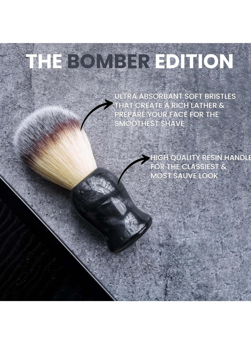 Luxuriously Soft Shaving Brush for Men |Bomber Edition| Premium Cruelty-Free Bristles and Stylish Grey Bomber-Toned Ergonomic Handle