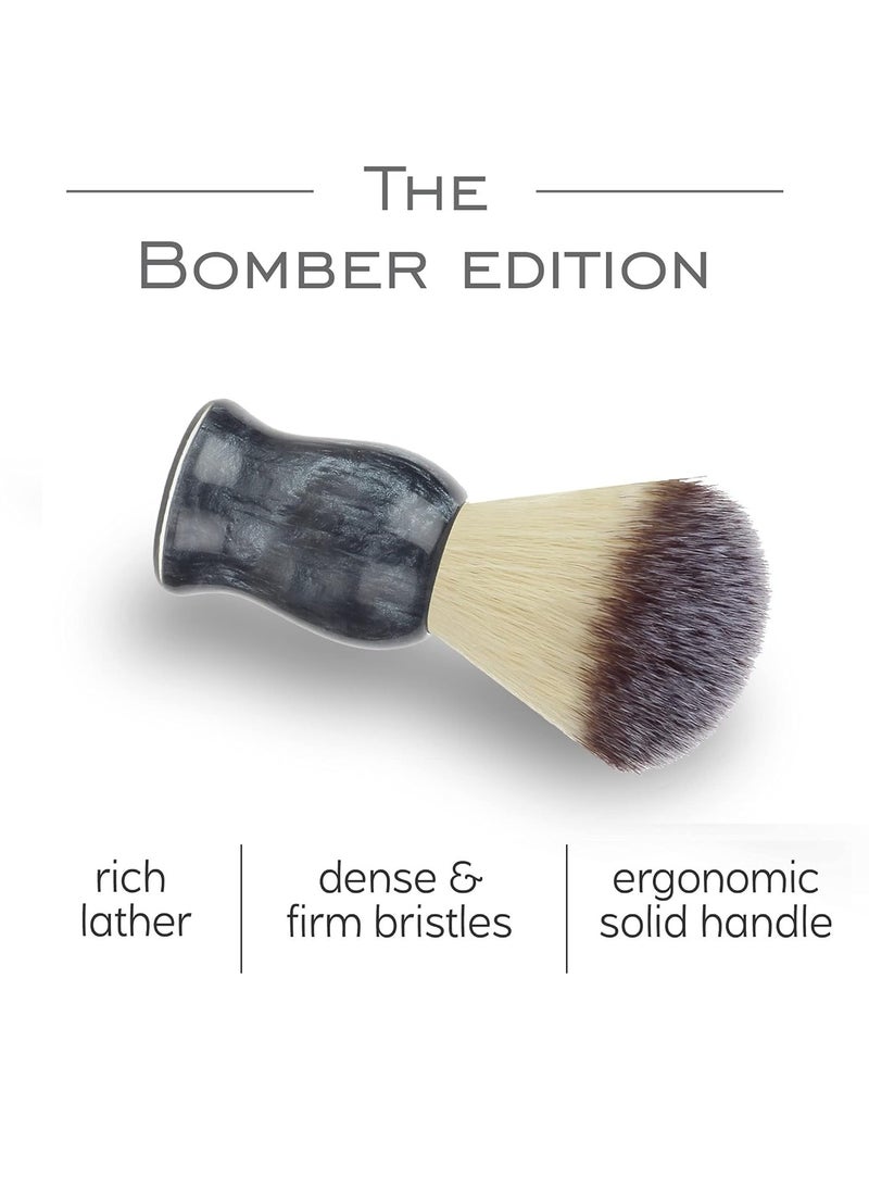 Luxuriously Soft Shaving Brush for Men |Bomber Edition| Premium Cruelty-Free Bristles and Stylish Grey Bomber-Toned Ergonomic Handle