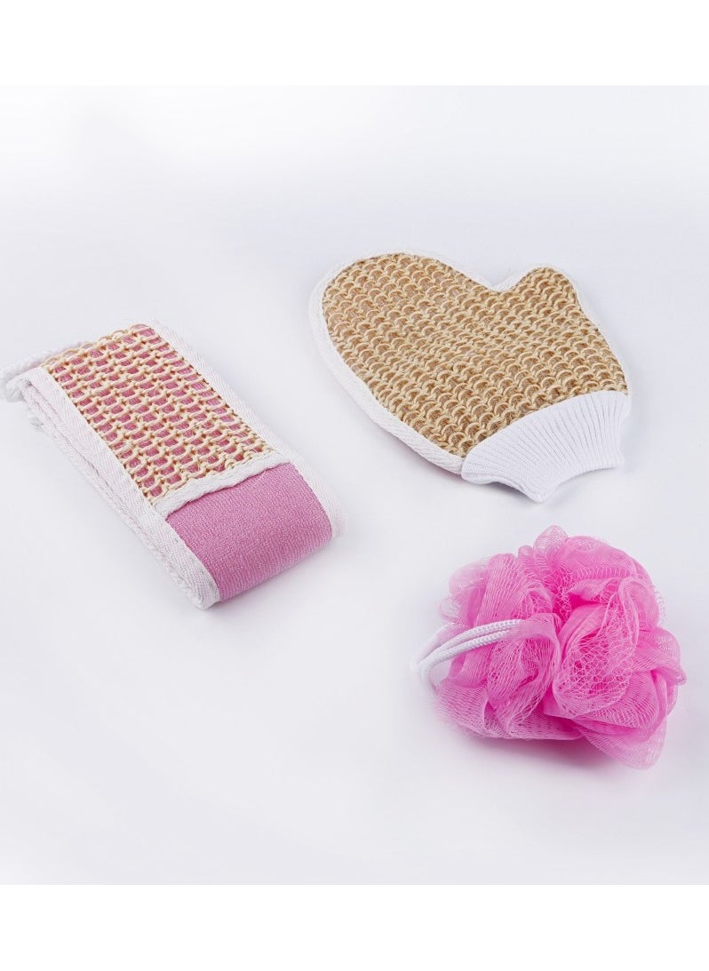 3pc Bath Leaf Loofah Scrubber Combo Pack