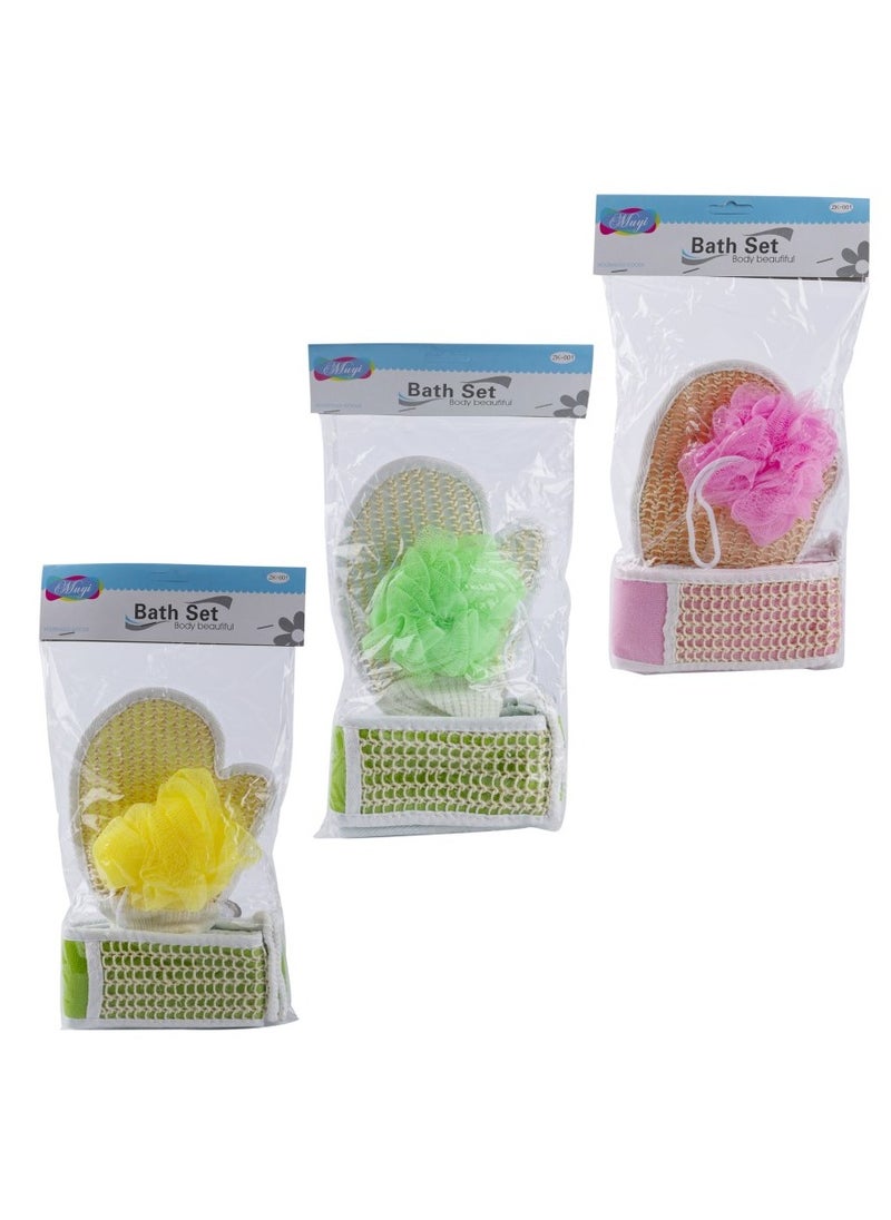 3pc Bath Leaf Loofah Scrubber Combo Pack