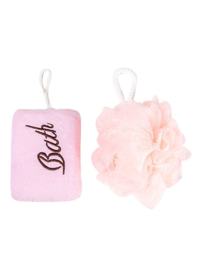 2-Piece Foam Bath Shower Sponge Pink 25x18x6centimeter