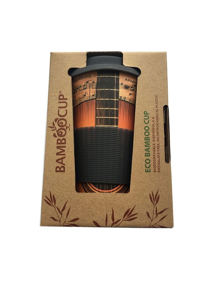 Eco Bamboo Cup Guitar 400ml | Bamboo Fiber Reusable Coffee Mug | Eco-Friendly Travel Cup for Home, Office & Car | Eliminates Odors & Refreshes Interiors | Durable, Lightweight & Stylish Cup