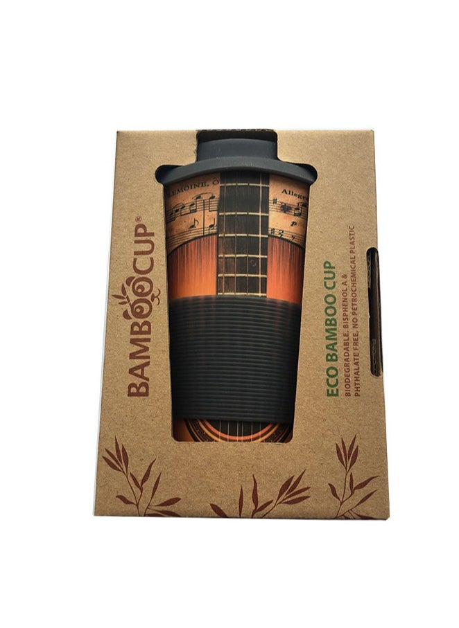 Eco Bamboo Cup Guitar 400ml | Bamboo Fiber Reusable Coffee Mug | Eco-Friendly Travel Cup for Home, Office & Car | Eliminates Odors & Refreshes Interiors | Durable, Lightweight & Stylish Cup