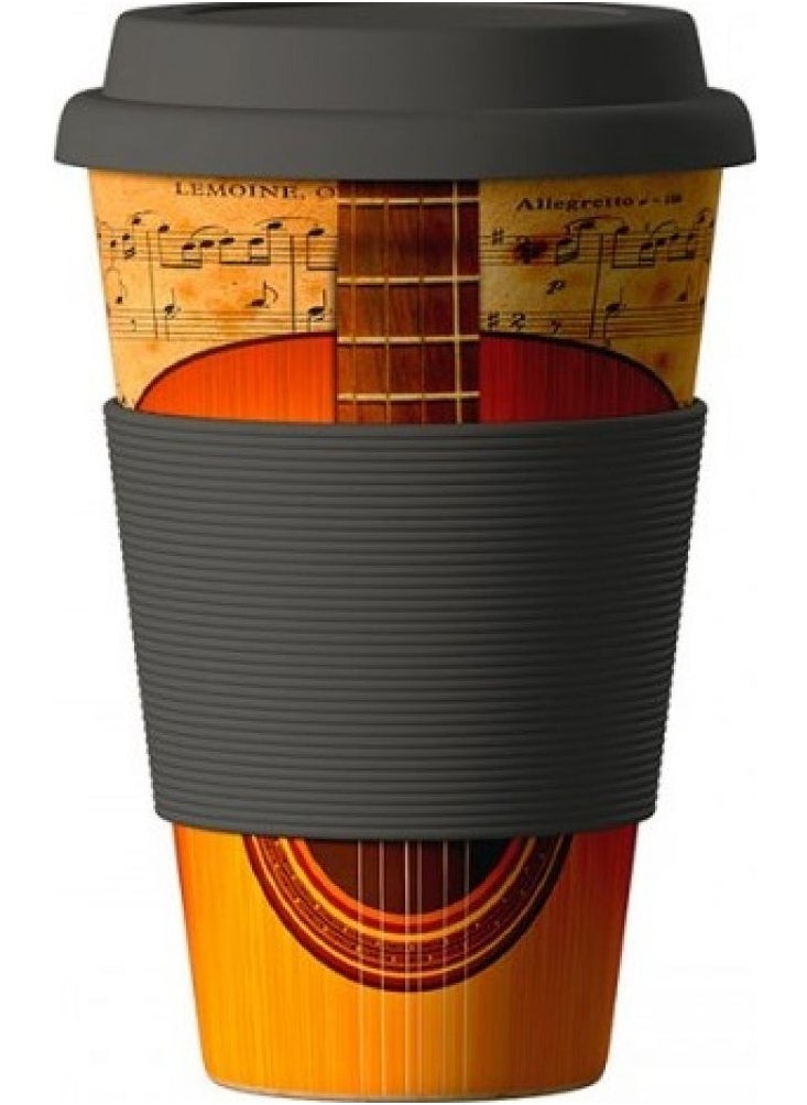 Eco Bamboo Cup Guitar 400ml | Bamboo Fiber Reusable Coffee Mug | Eco-Friendly Travel Cup for Home, Office & Car | Eliminates Odors & Refreshes Interiors | Durable, Lightweight & Stylish Cup