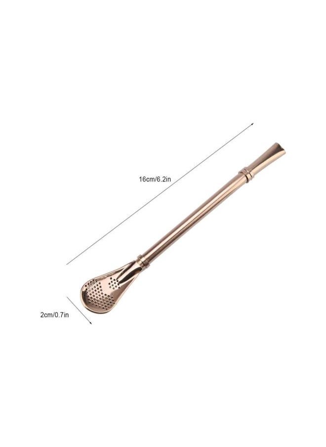 2 in 1 Reusable Straws Spoons, 2Pcs Tea Filter Stirring Drinking Straws for Drink Milkshake Smoothies Ice Cream(Rose gold)