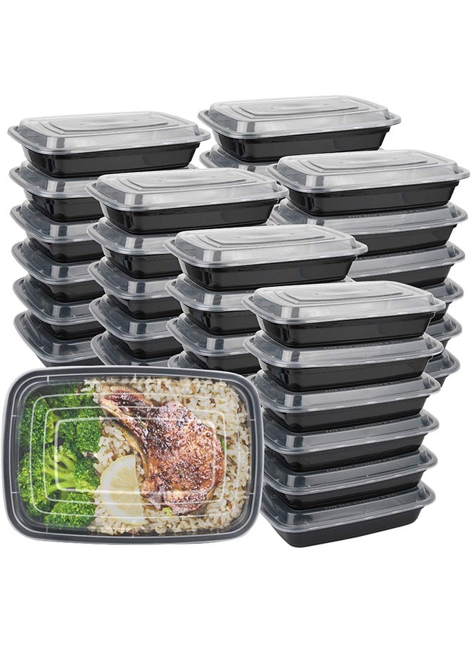 20-Piece Rectangular Disposable Food Container With Lid Black 16x22.9x5.3cm