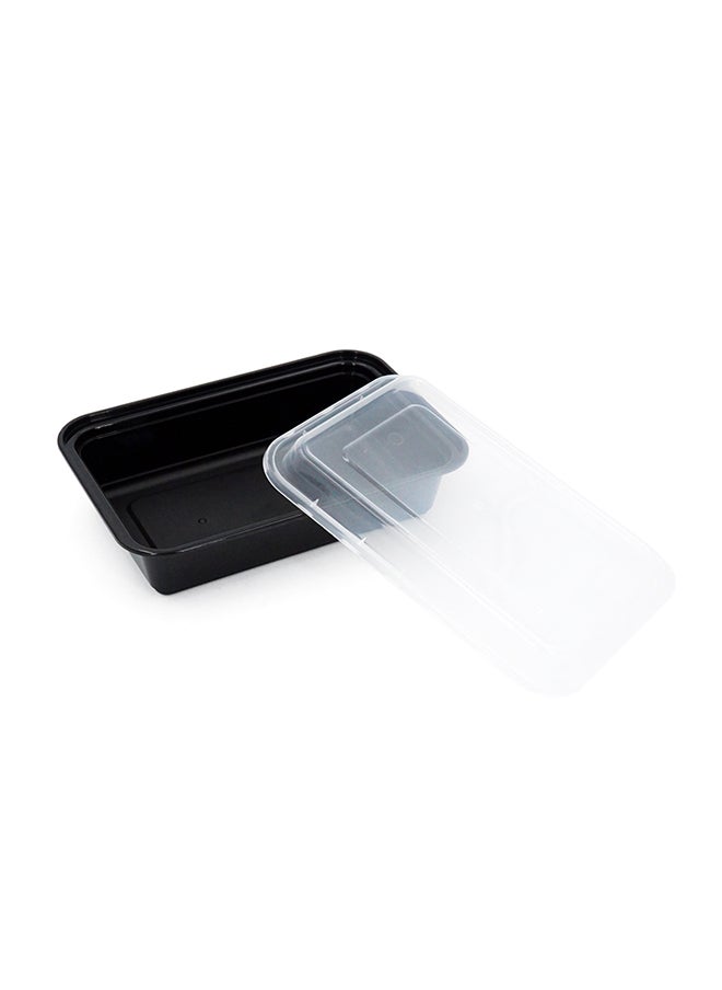 20-Piece Rectangular Disposable Food Container With Lid Black 16x22.9x5.3cm