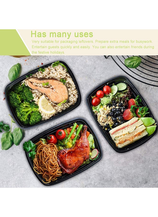 20-Piece Rectangular Disposable Food Container With Lid Black 16x22.9x5.3cm