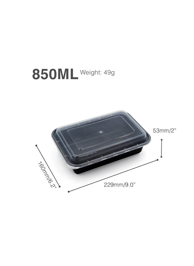 20-Piece Rectangular Disposable Food Container With Lid Black 16x22.9x5.3cm