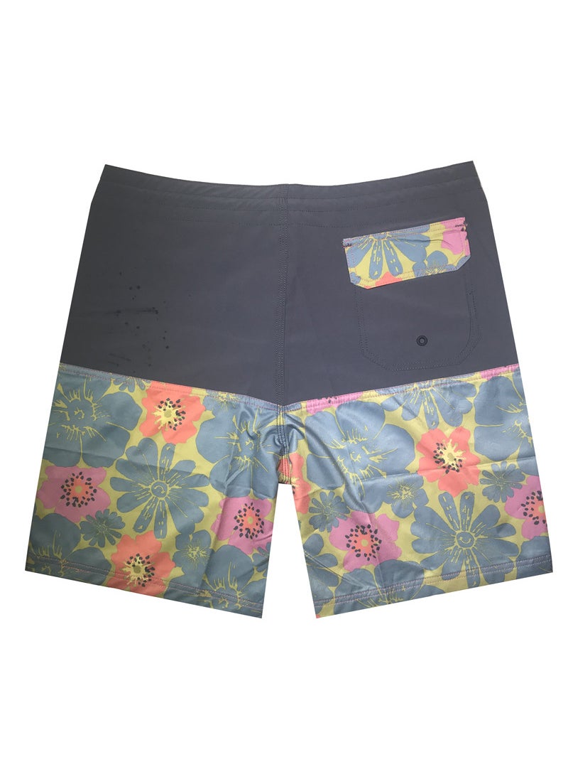 2023 Quick-Dry Surf Shorts Elastic Waterproof Floral Mens Swimwear Black