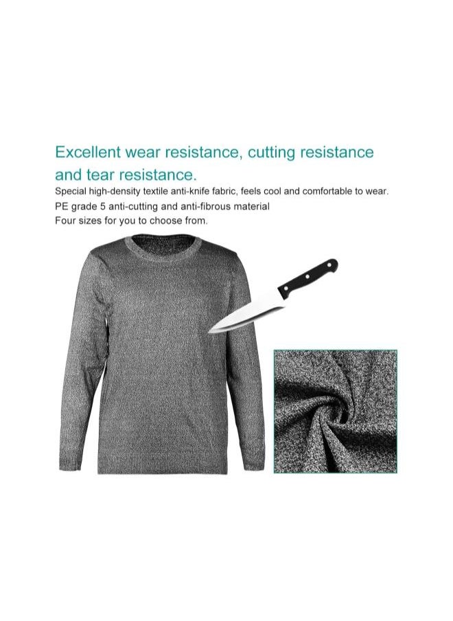 Long Sleeve Shirt, Round Neck Long Sleeve Cut Resistant Anti Slash Clothes Level 5 Protective Equipment for Safety Work