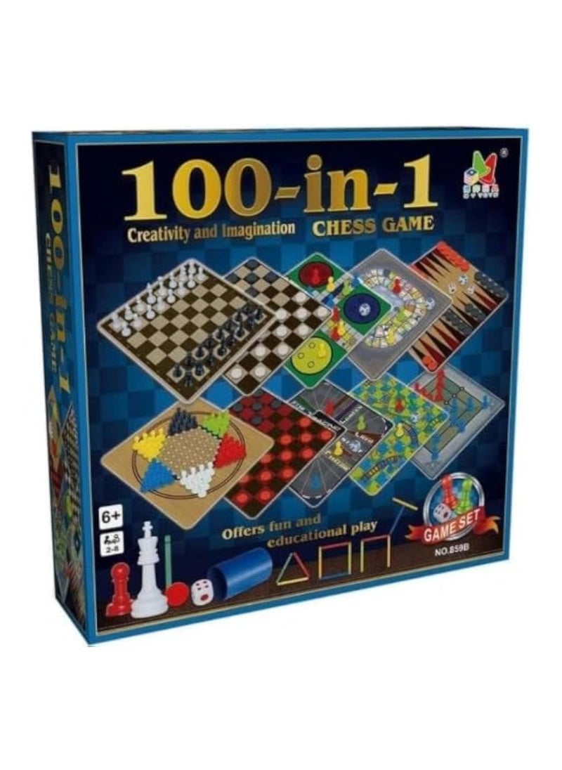 100 in 1 Classic Games Compendium of Classic Family Board Games - Includes Chess, Draughts, Ludo Snake and Ladders, Fun & Educational Play