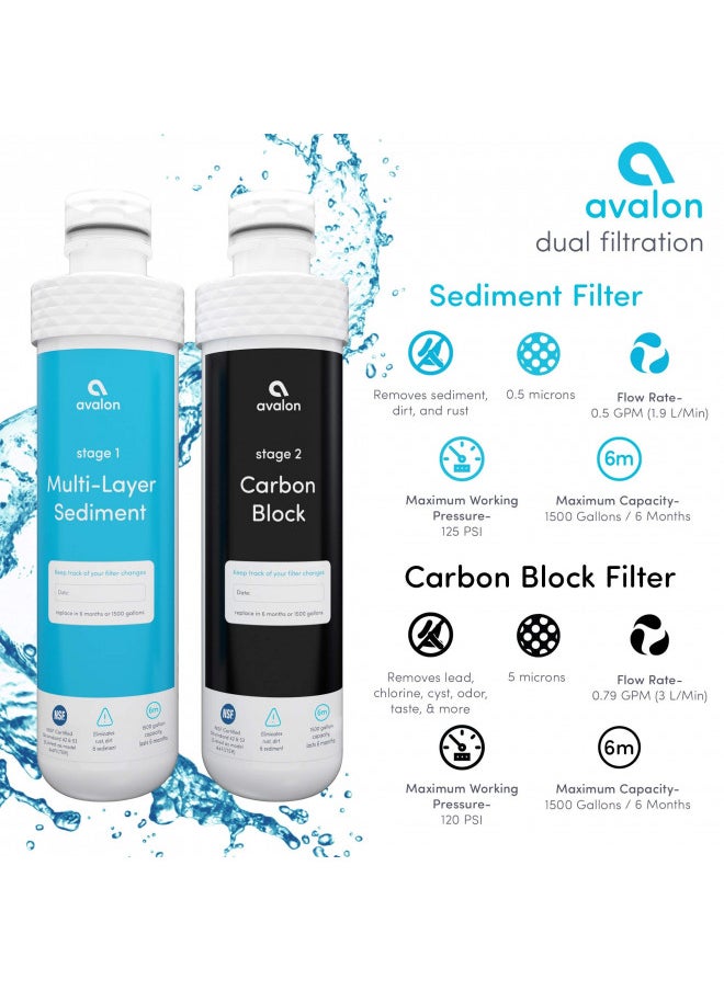 Avalon AVALONFILTER 2 Stage Replacement Filters Branded Bottleless Water Coolers NSF Certified, 2 Count (Pack of 1), White