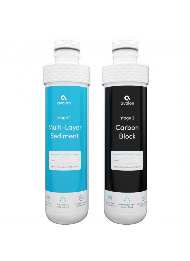 Avalon AVALONFILTER 2 Stage Replacement Filters Branded Bottleless Water Coolers NSF Certified, 2 Count (Pack of 1), White