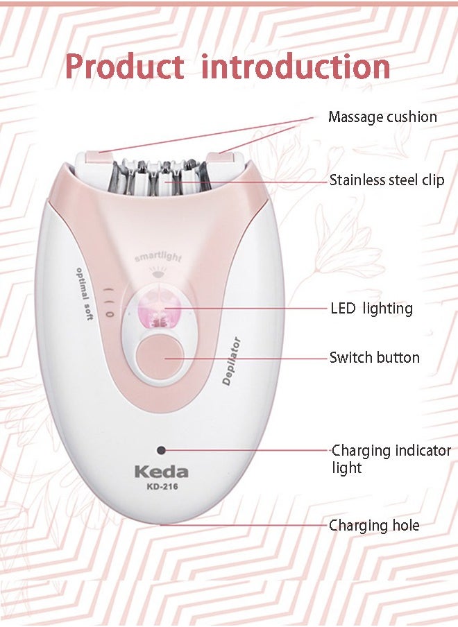Portable Hair Remover for Women, USB Charging Hair Extractor, Women's Facial Smart Electric Hair Remover, Eyebrow Lips Body Facial Easily painless Removes Hair - Pink