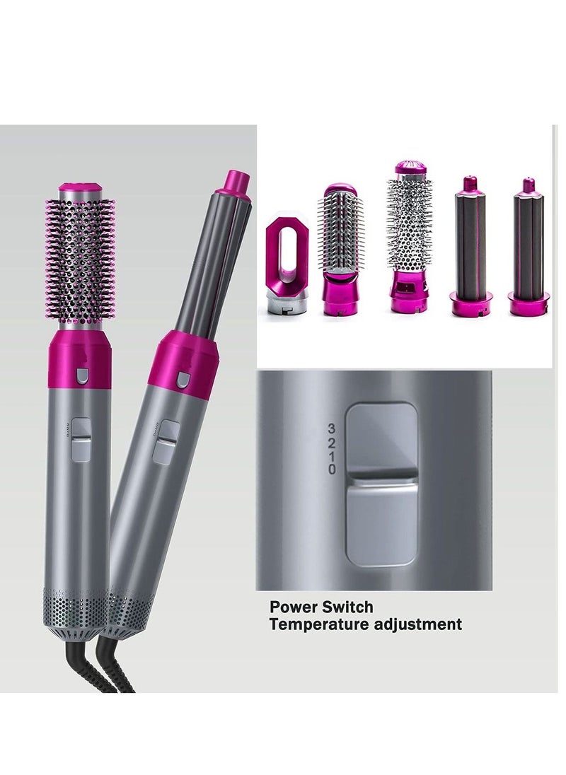 Hair Dryer Brush 5 In 1 Electric Blow Dryer Hair Comb Curling Wand Detachable Brush Kit Negative Ion Straightener Hair Curler Hot Hair Styler