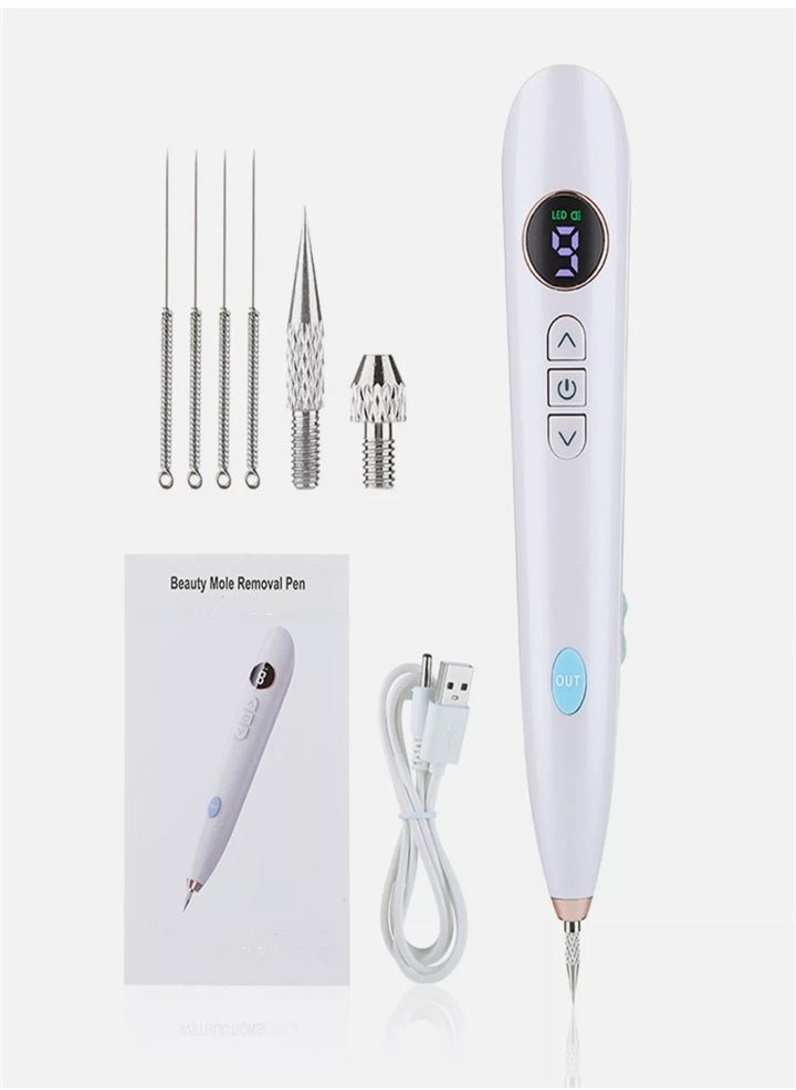 Mole Laser Pointer, Spot Eraser with 9 Modes and LCD Display, Replaceable Needle, USB Rechargeable Mole Removal Pen Skin Tag Removal Tool for Warts Spots Tattoos Body Freckles