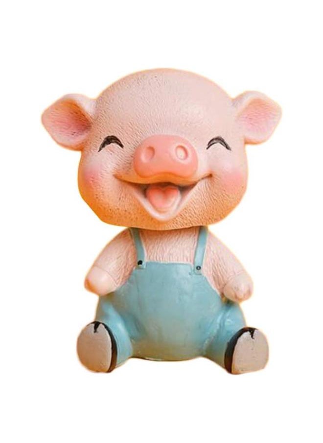 Piggy Bobble Shaking Head Toy Resin Pig Figurines Cake Ornament Car Dashboard Decoration Birthday Party Favors Gifts (Blue)