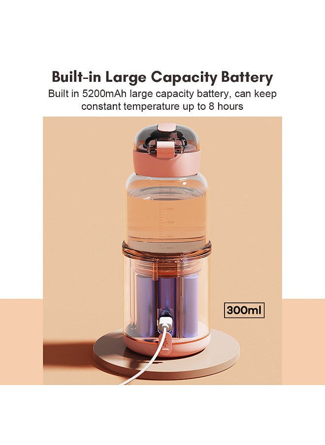 Portable Water Warmer for Baby Formula 300ml Capacity Precise Temperature Control Built-in Battery Wireless Instant Water Warmer Electric Kettle for Car Travel Outdoor