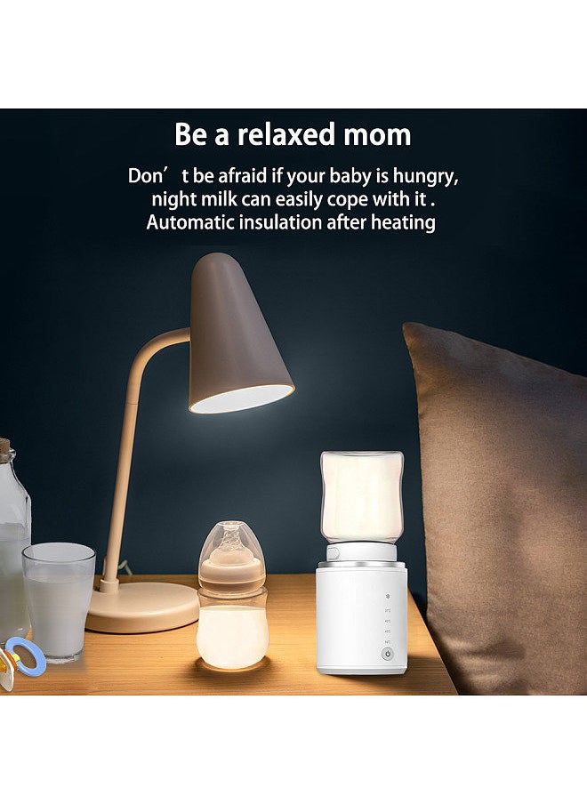 Portable Baby Milk Bottle Warmer Wireless Milk Heater Defrosting&Heating Dual Modes 4 Levels Temperature Built-in Battery for Travel Outdoor Use