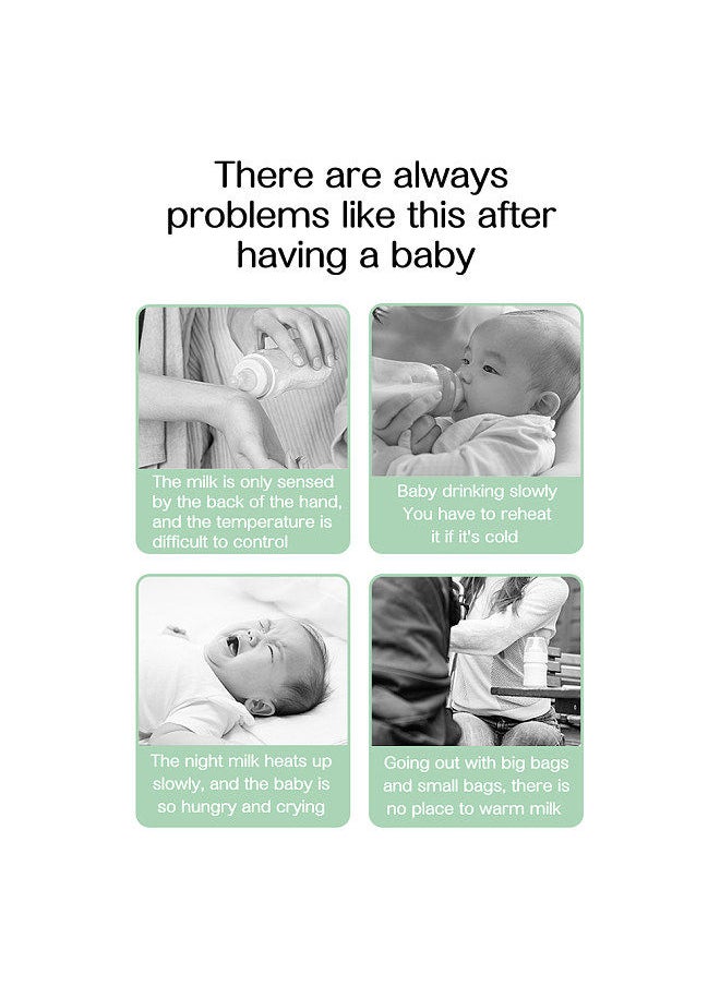 Portable Baby Milk Bottle Warmer Wireless Milk Heater Defrosting&Heating Dual Modes 4 Levels Temperature Built-in Battery for Travel Outdoor Use
