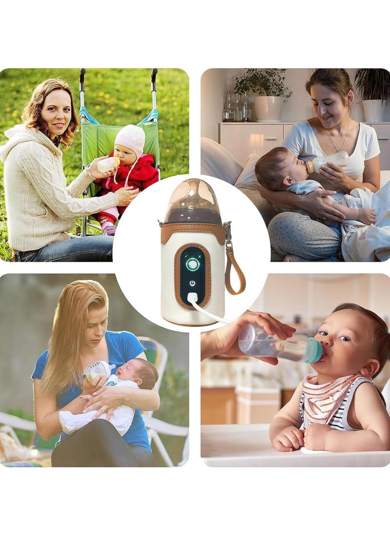 Portable Baby Bottle Warmer, Travel Milk Heat Keeper with LCD Display & 26 Speed Temperature Adjustment, Thermostatic Bottle Cover for Baby Milk, Used in Home, Outside and in Car