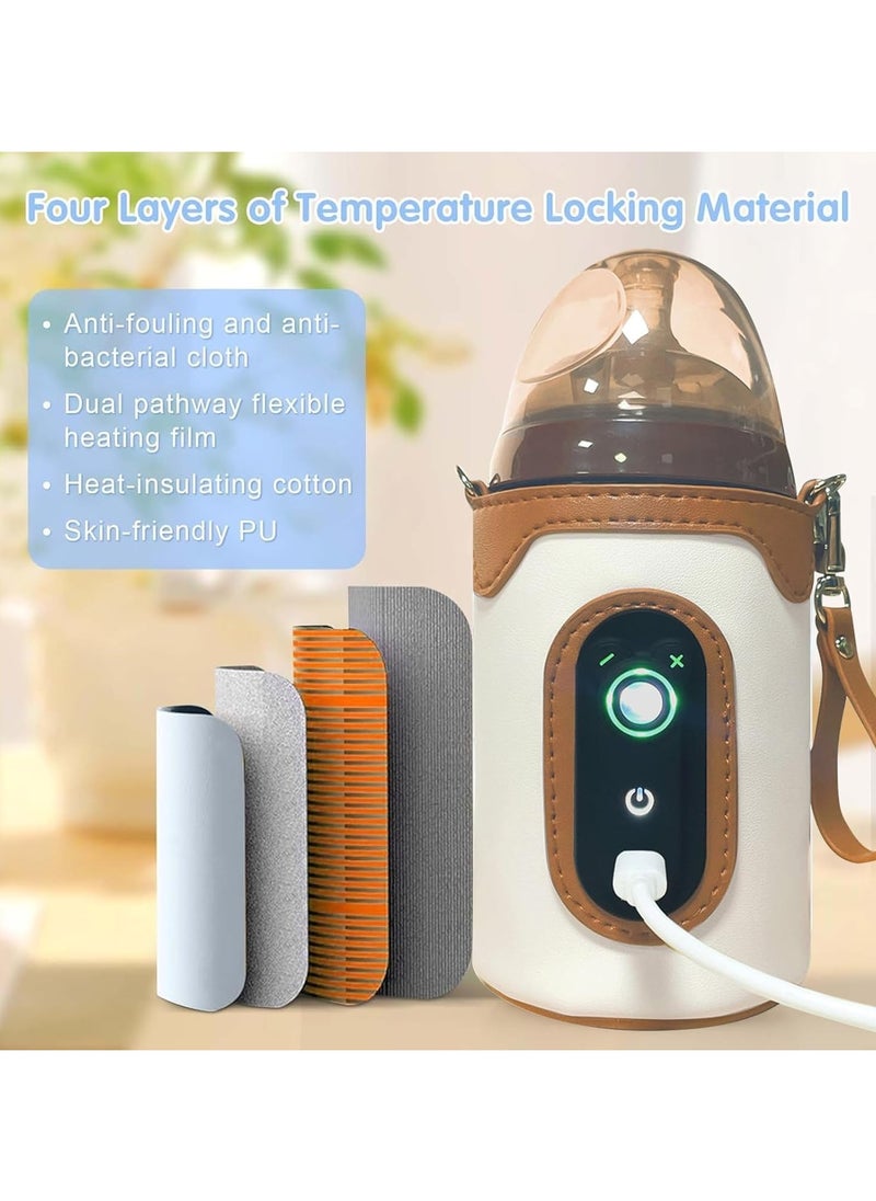 Portable Baby Bottle Warmer, Travel Milk Heat Keeper with LCD Display & 26 Speed Temperature Adjustment, Thermostatic Bottle Cover for Baby Milk, Used in Home, Outside and in Car