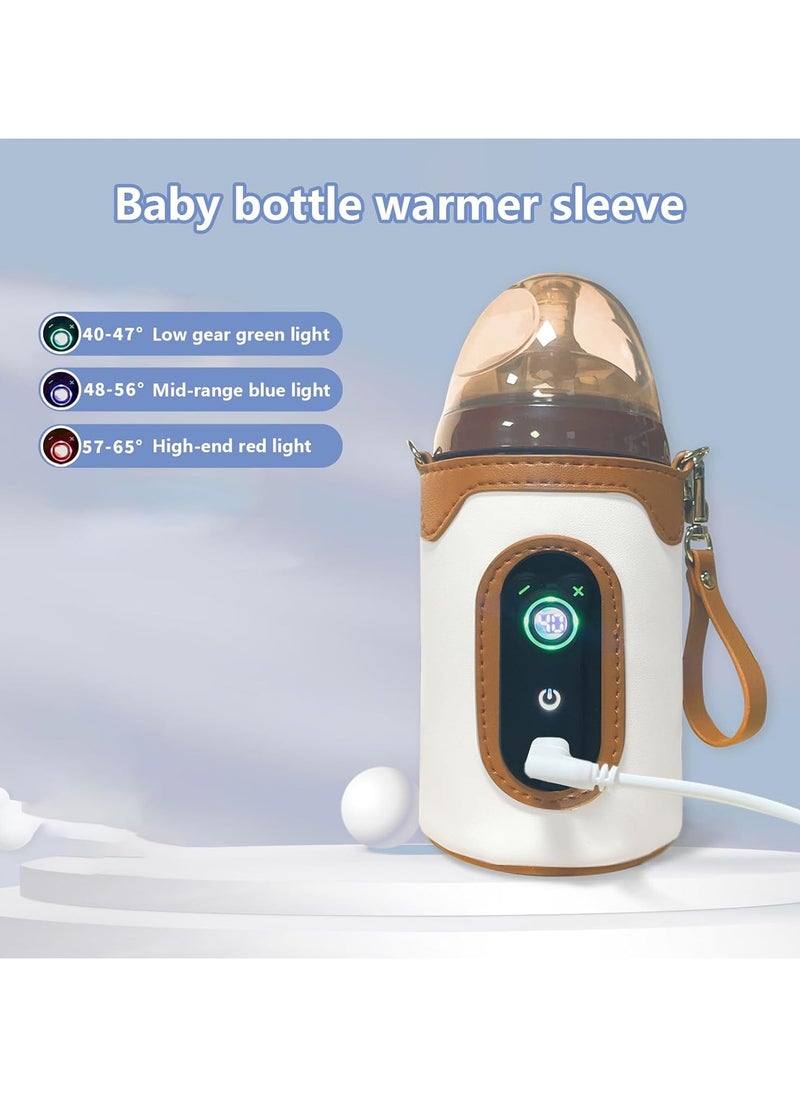 Portable Baby Bottle Warmer, Travel Milk Heat Keeper with LCD Display & 26 Speed Temperature Adjustment, Thermostatic Bottle Cover for Baby Milk, Used in Home, Outside and in Car