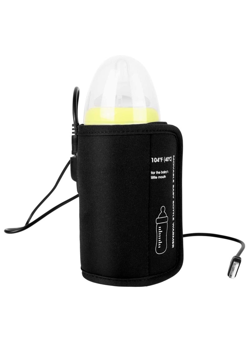 Bottle Warmer Bag, Baby Bottle Warmer Insulation Cover, Portable USB Car Baby Bottle Insulator, Keep Baby Milk Temperature, Feeding Bottle Thermostat for Home Outside in Car (Black)