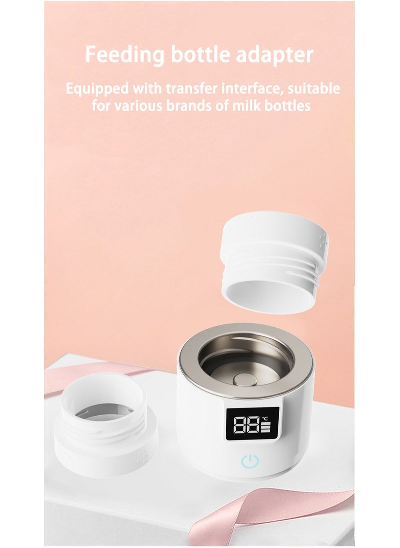 Mini Portable bottle Warmer, Dual function -Defrosting & Milk Warmer, 5000mAh Rechargeable Battery, 4 Temperature Control, Travel Friendly, Light weight, 180ml bottle, 5 Bottle Neck Adapters