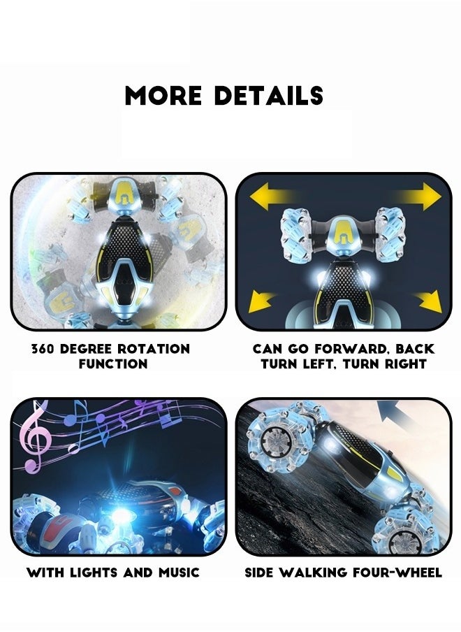 Remote Control Car Toy for Boys Girls 2.4 GHz Double Side Radio Control Drift Race Car Gesture Induction Luminous Music Drift Off-road Climbing Car