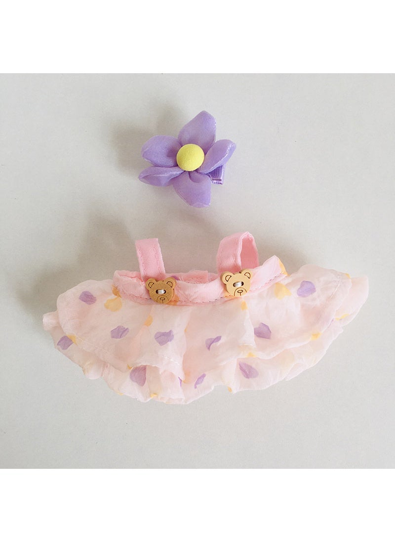 Cute 17cm Plush Doll Rubber Outfit Skirt Strap Pink Purple Strap Dress Purple Hairpin