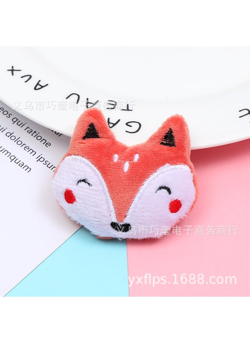 Cute Cartoon Plush Lamb Cat Lion Doll Pins Rust red fox