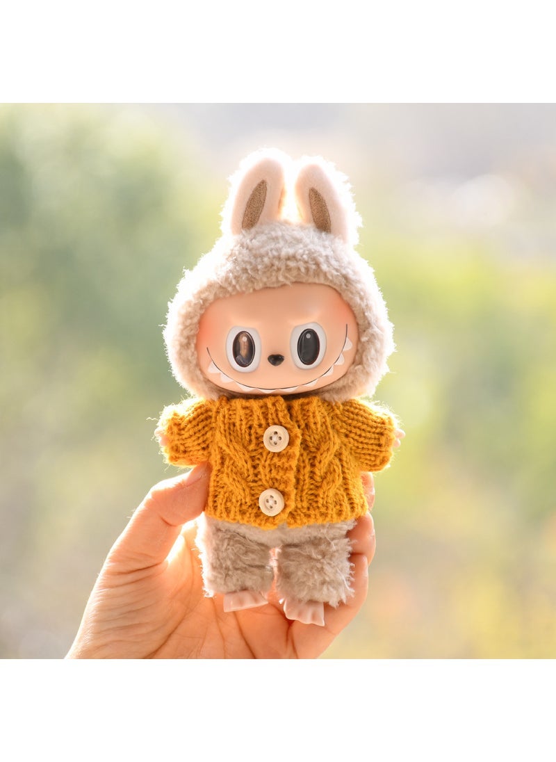 15cm Plush Keychain Knit Doll Clothes Yellow button sweater (baby clothes only, excluding dolls)