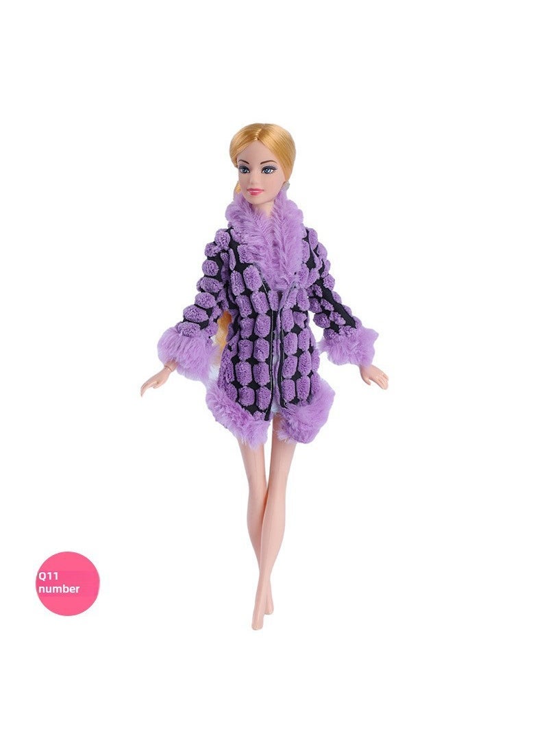 1 x 5 pcs 30cm Doll Fur Coat Velvet Jacket Fashion Set Q11 (1-piece set)